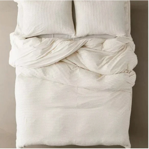 Urban Outfitters Derby Textured Jersey Duvet Cover Queen Cream - Picture 1 of 6